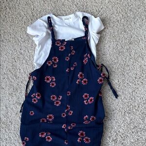 Speechless Kids White Ribbed Tee with Navy Shirts Romper XL